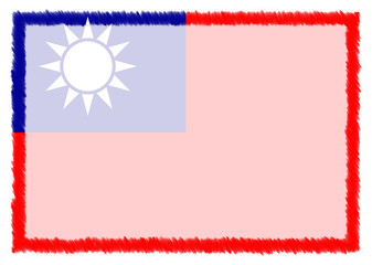 Obraz premium Border made with Taiwan national flag.