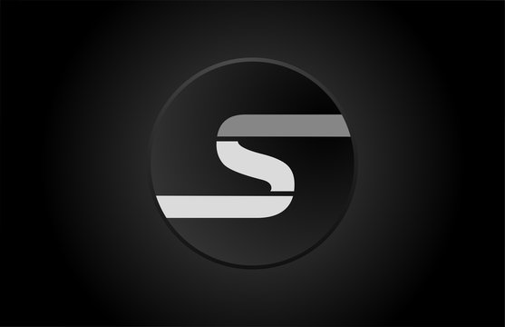 black and white alphabet letter s circle logo icon design