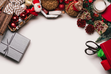 Christmas Background with Christmas decoration and Gifts
