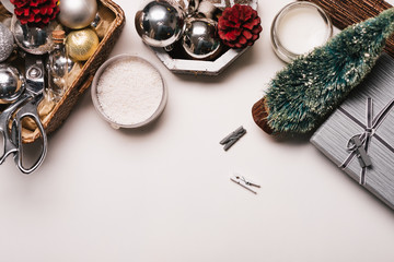 Christmas Background with Christmas decoration and Gifts