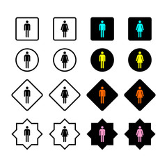 Male and Female Icons Set Gender Symbol Vectors