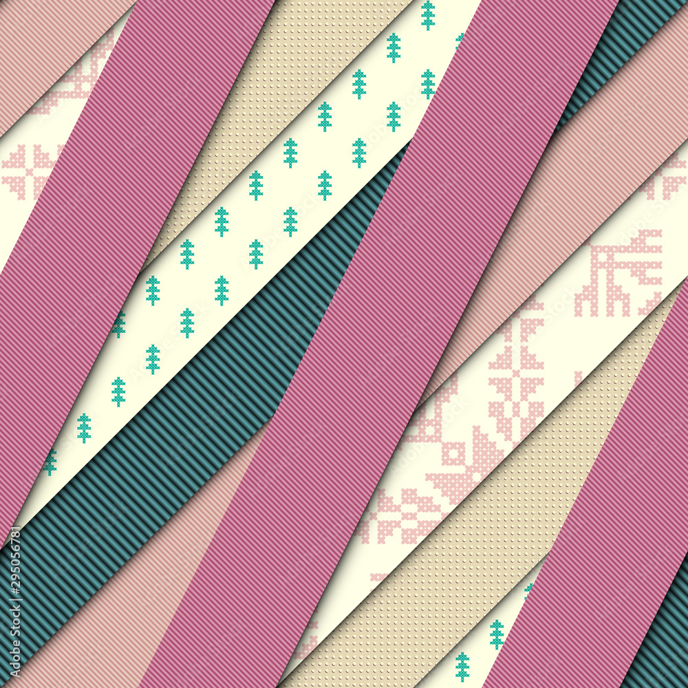 Aufkleber paper cut shapes design. seamless vector pattern.