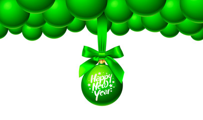 new year green tree toy balls with bow weighs