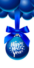 new year blue tree toy balls with bow weighs	