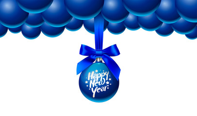 new year blue tree toy balls with bow weighs