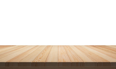 Empty top wooden table isolated on white background. Empty ready for your product display or montage. illustration 3D rendering