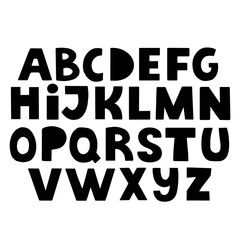 Alphabet letters. Black handwritten font drawn. Vector