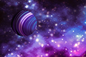 Stars, planet and galaxy in cosmos universe, space and time travel science background