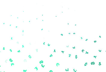 Light Green vector background with signs of currency.