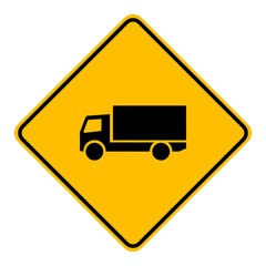 Lastkraftwagen und Schild