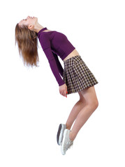 Side view of woman in zero gravity or a fall.