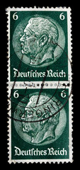 GERMANY REICH - CIRCA 1933: A stamp printed in Germany shows image with portrait President Hindenburg
