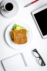 concept of lunch break at work top view mock up