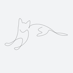 Cat animal silhouette on white background, vector illustration