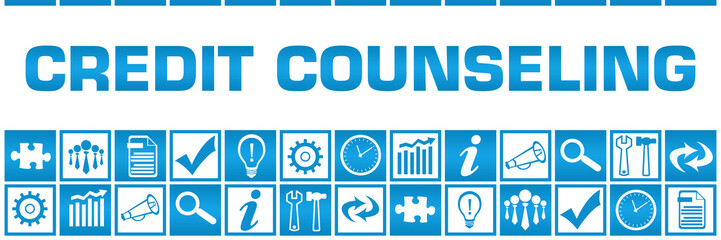 Credit Counseling Blue White Box Grid Business Symbols 