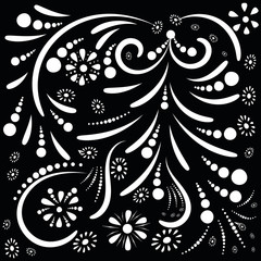 beautiful floral ornament in black and white for creativity