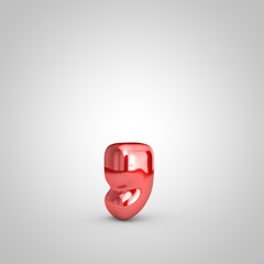 Obraz premium Red shiny metallic balloon coma symbol isolated on white background.