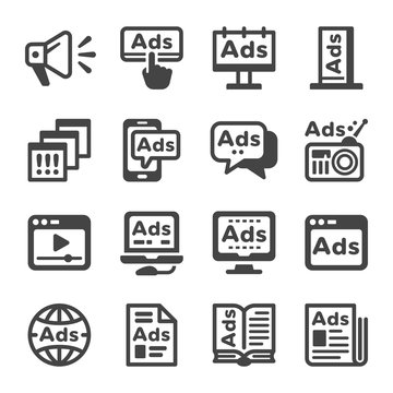 advertise and advertising icon set,vector and illustration
