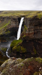 Fototapeta na wymiar Haifoss waterfall, Iceland - one of the tallest and most magnificent waterfalls located in the south of Iceland