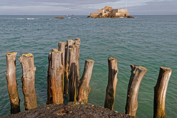 Fort National is a fort on a tidal island a few hundred metres off the walled city of Saint-Malo.