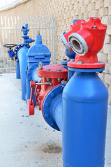 Obraz na płótnie Canvas red blue pipe pipes industry