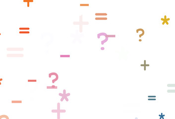 Light Multicolor vector template with math simbols.