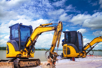 excavator on construction site