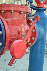 red blue pipe pipes industry