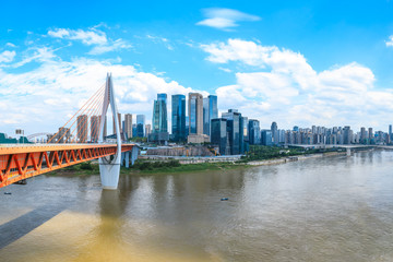 Daytime architectural landscape and skyline in Chongqing