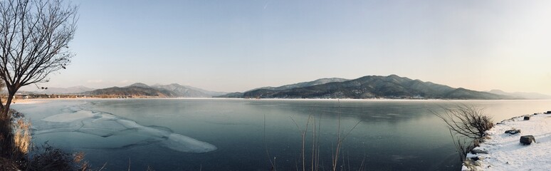 A winter panorama Yangpyeong of Korea, dumulmeori