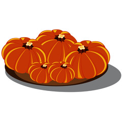 Pumpkins on a Plate - Cartoon Vector Image