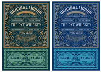 Vintage labelontwerp. Sierlijke logo sjabloon voor tequila, whisky, gedistilleerde dranken label.