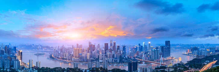 Foto op Plexiglas Zonsondergang stadsgezicht skyline panorama in Chongqing © zhao dongfang