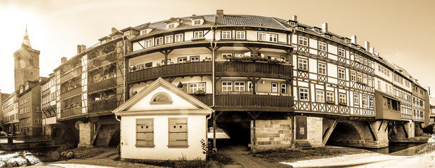 famous kramerbridge in erfurt - germany