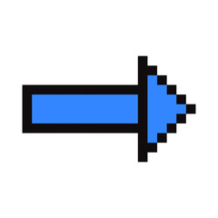 Blue arrow. Pixel art. Retro game style
