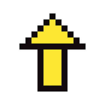Yellow arrow. Pixel art. Retro game style
