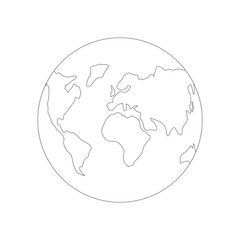Earth outline icon isolated on the white background