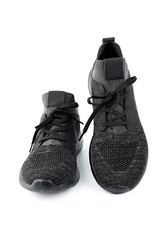 Sport shoes isolated on white background. Black sneakers running shoes. Casual shoes. Youth style. Shoes for fitness, running, yoga.