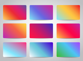 Banners, credit cards, voucher, certificate or gift cards set with gradient design background