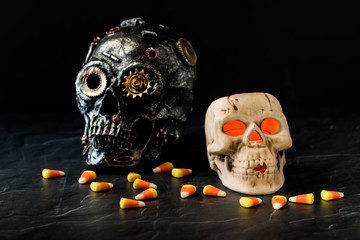 Spooky Halloween skulls.