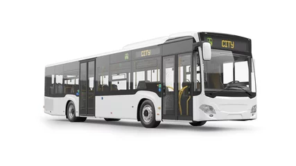 Foto op Canvas City Bus 3D Rendering Isolated on White Background © Alex Kondratenko