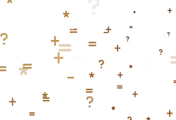 Light Brown vector template with math simbols.