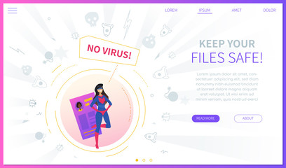 Antivirus software concept landing web page template
