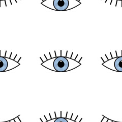 Abstract seamless eyes pattern for girls, boys. Creative vector pattern with psychodelic eyes. Funny eyes pattern for textile and fabric. Fashion sport style. Background for kids open and closed eyes