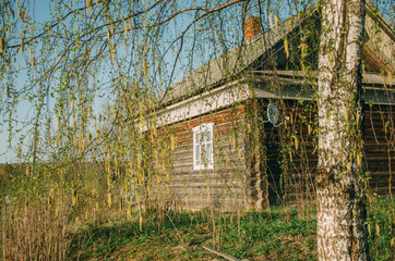 Fototapeta na wymiar wooden house in the village