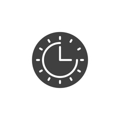 Clock time vector icon. filled flat sign for mobile concept and web design. Three o'clock glyph icon. Symbol, logo illustration. Vector graphics