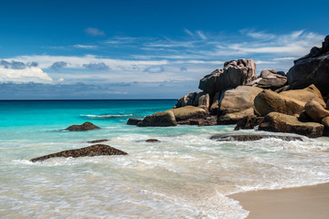 tropical beach on la digue island