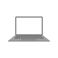 Laptop with blank screen isolated on white background. Flat style. Vector illustration.
