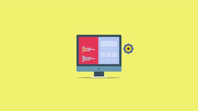 Video animation concept of simple web development, coding, programming.