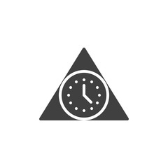 Triangle clock vector icon. filled flat sign for mobile concept and web design. Clock time glyph icon. Symbol, logo illustration. Vector graphics